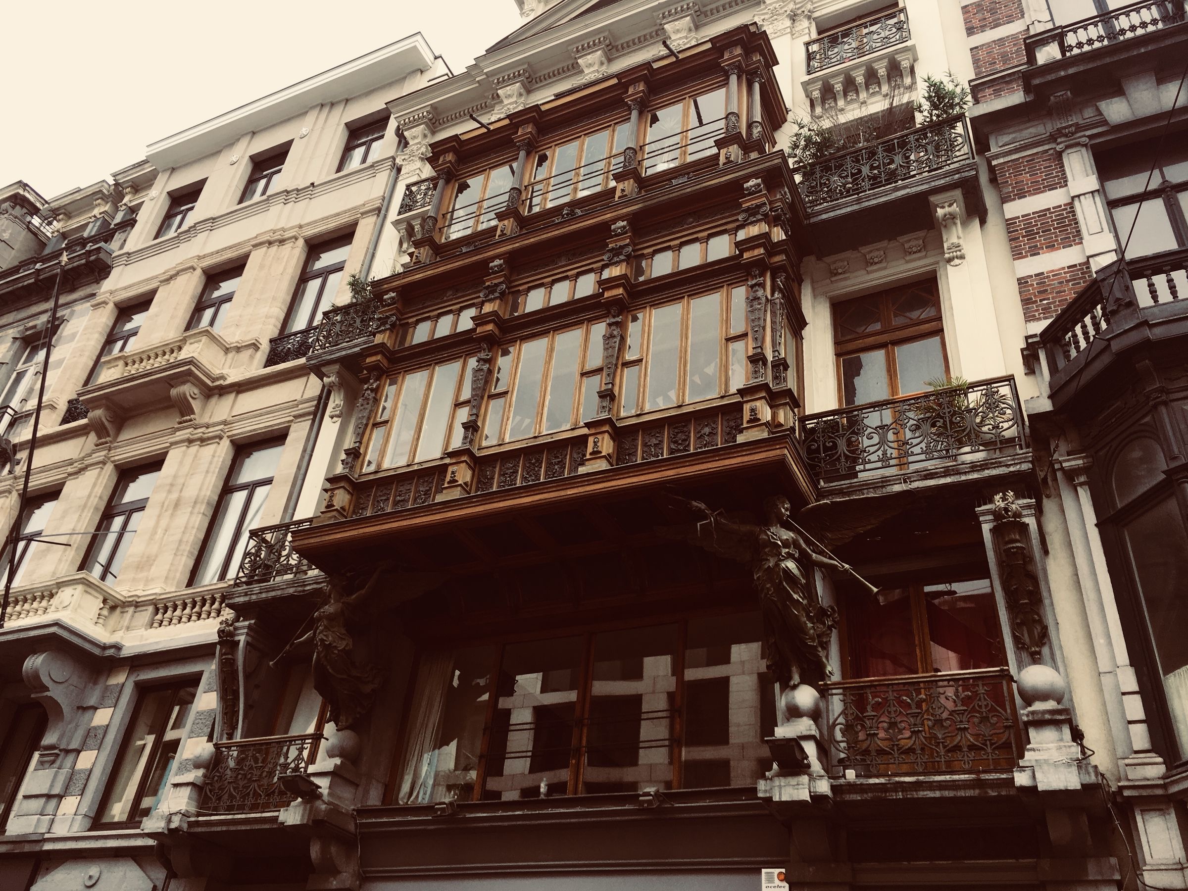 Entrance of a stone office building in Brussels