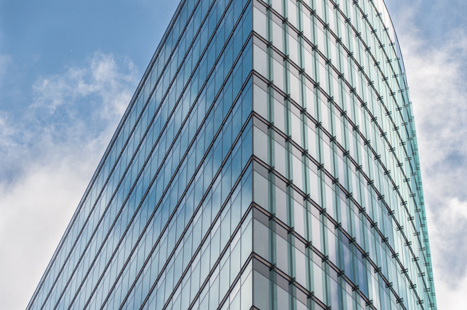 Modern glass office buildings in the Brussels financial district