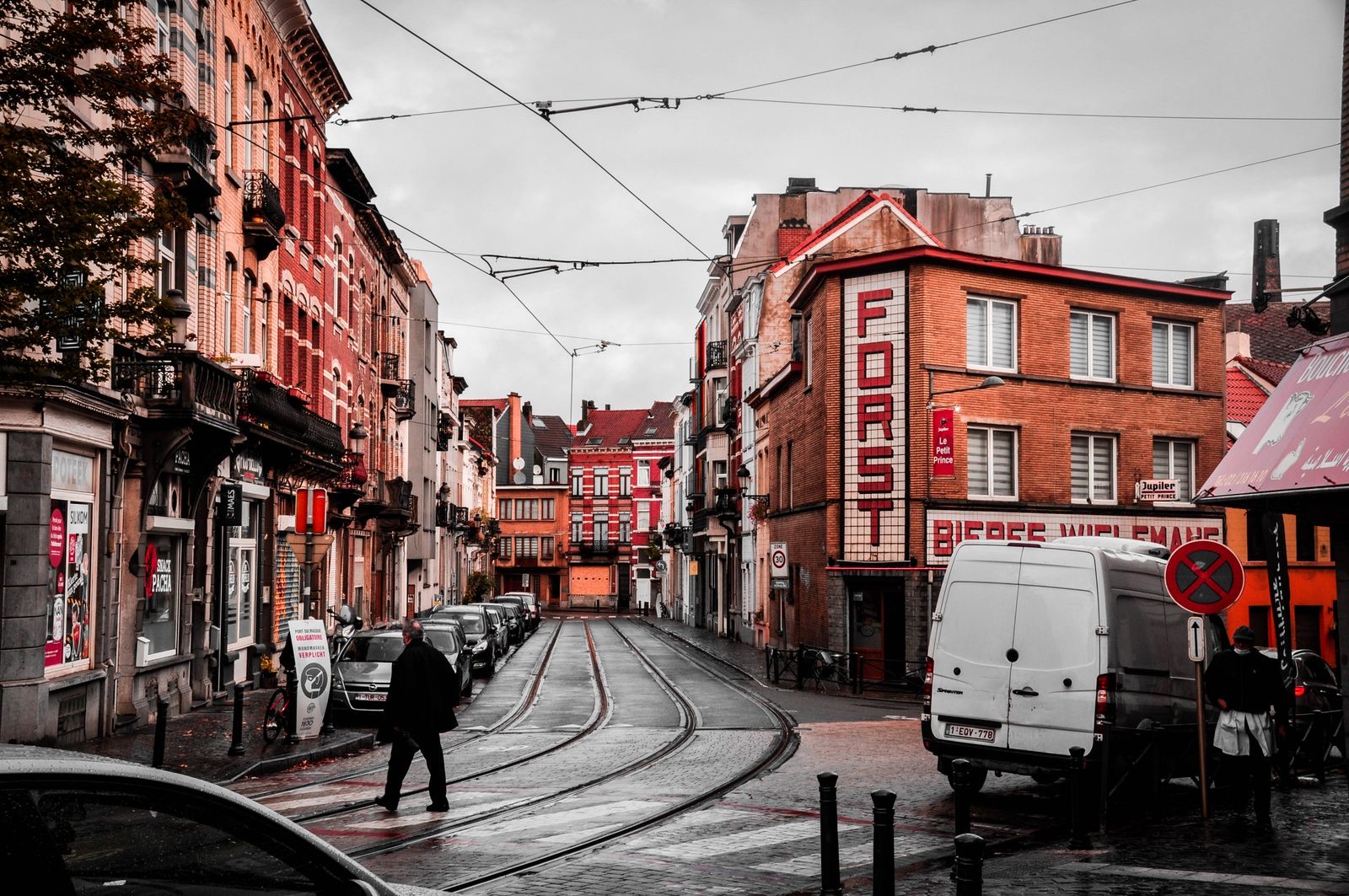 Historic buildings on a street in central Brussels