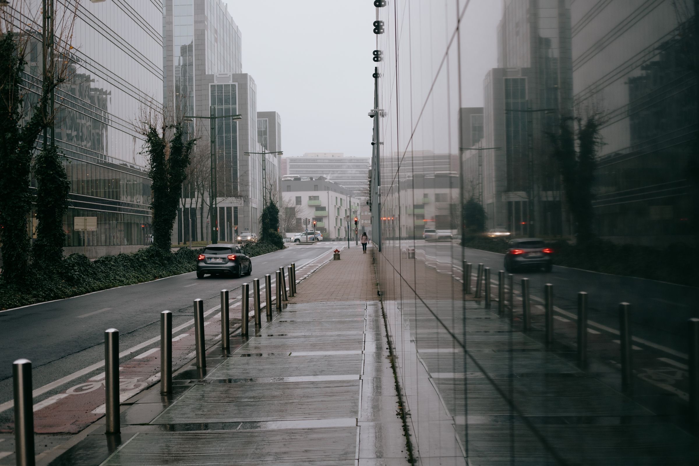 Glass office buildings in the Brussels business district